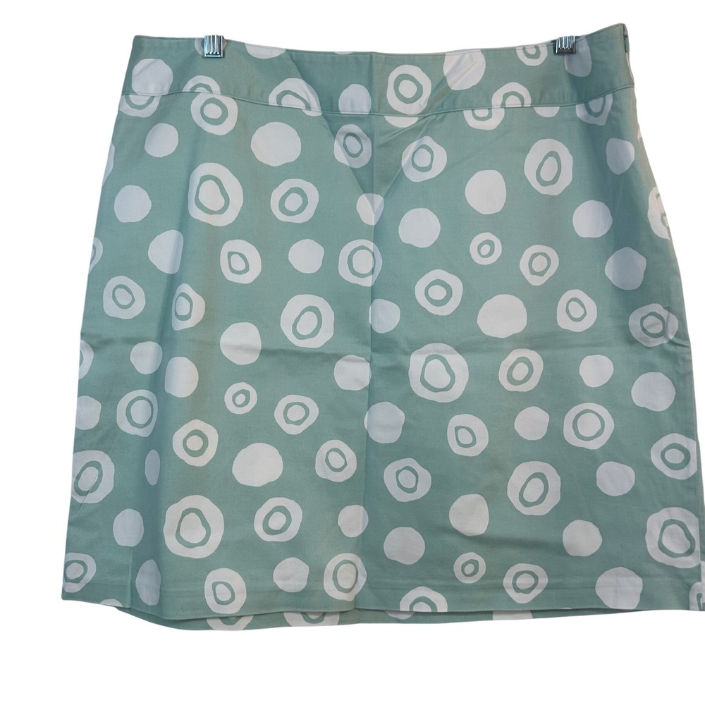 Talbots Womens 18 Seafoam Green Polka Dot Circle Print Cotton Stretch Skirt